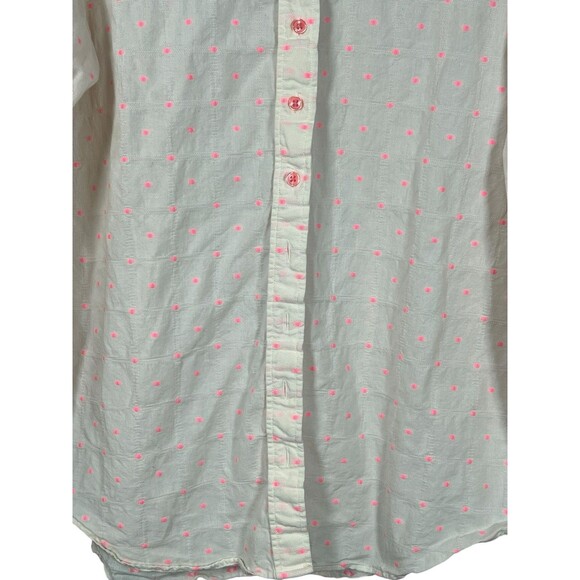 The Shirt Rochelle Behrens Blouse Pink Polka Dot Button Down Medium Preppy - Picture 3 of 12